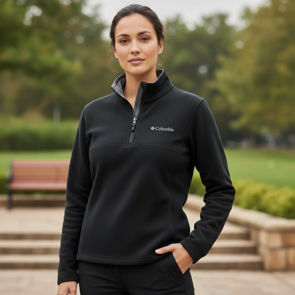 Columbia Black Quarter Zip Long Sleeve Pullover Sweatshirt
